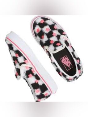 Vans Black, White & Pink Checker Floral Slip-Ons